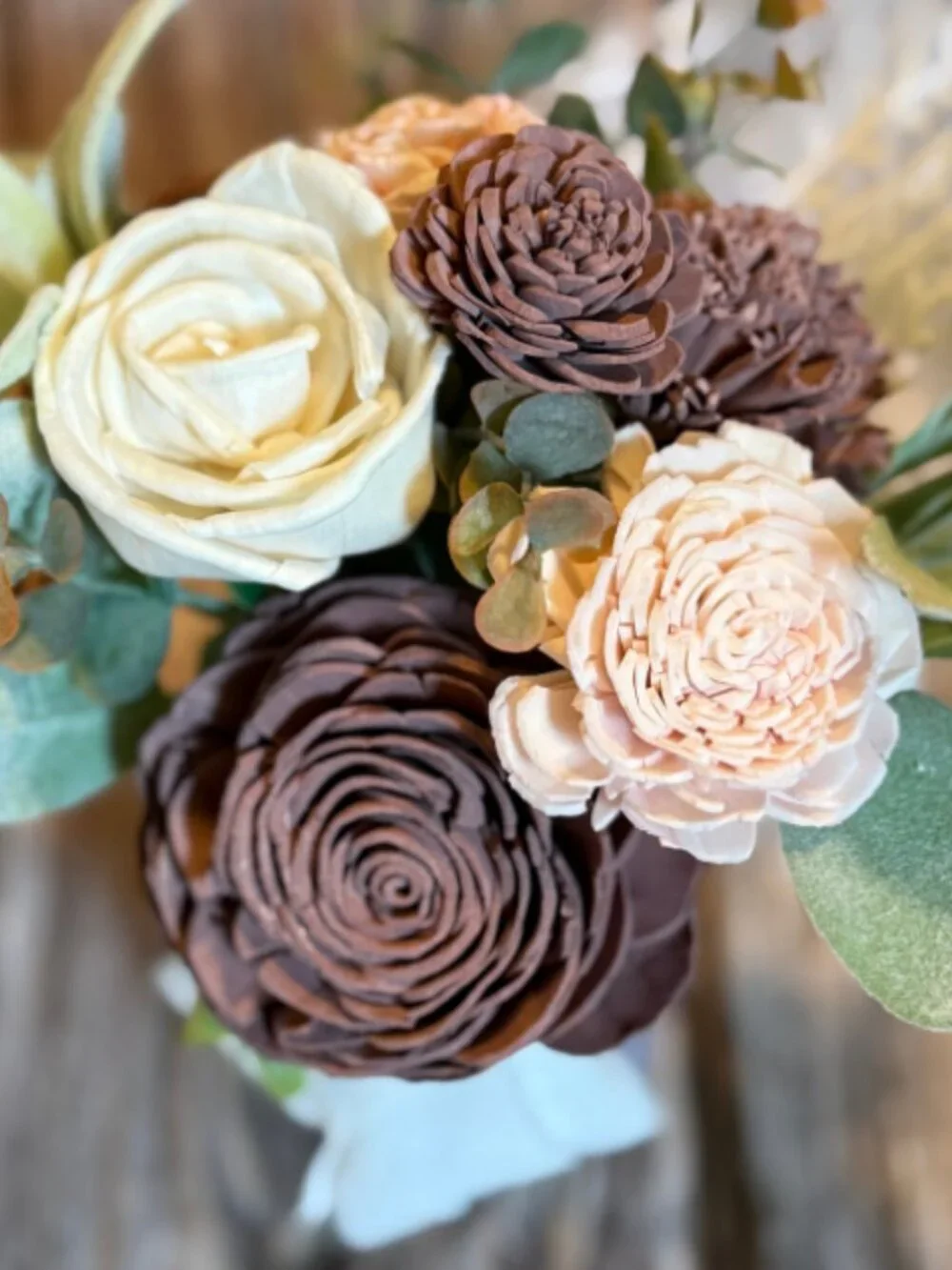 Sola Wood Brown Red Wedding Floral Table Centerpieces Set of 3 Mason Jar Decor
